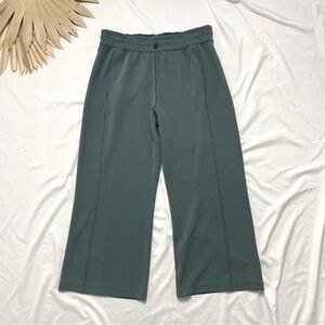 Lululemon Ribbed Softstreme Mid-Rise Wide-Leg Cropped Dark Forest Green Pants